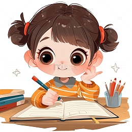 写作业的卡通风格学生素材