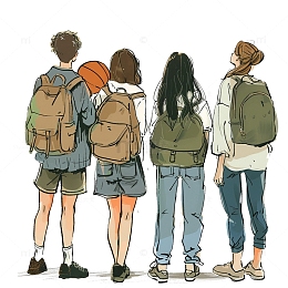 并肩坐在一起的青年