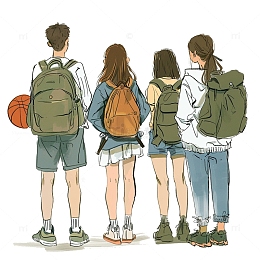 青年背影人物