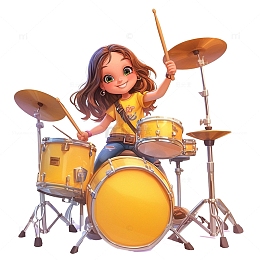黄色架子鼓女孩