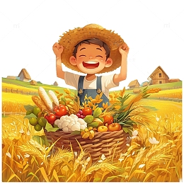 丰收时节开心的农民人物