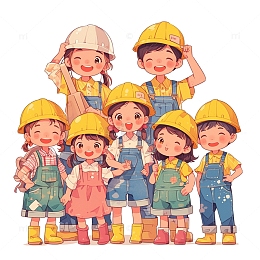 带黄色帽子的学生群体