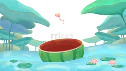 荷塘里漂流的西瓜