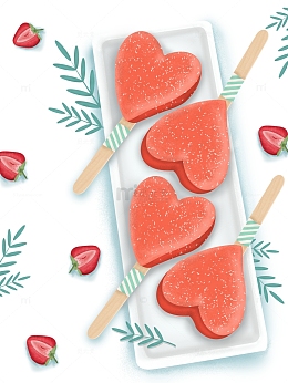 夏季爱心冰淇淋冰棍冷饮