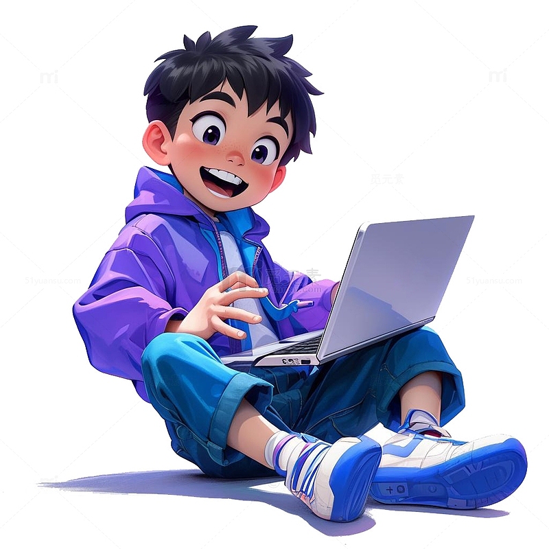 玩电脑的男孩