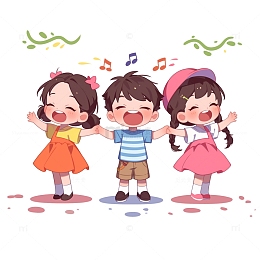 卡通风格少儿合唱素材