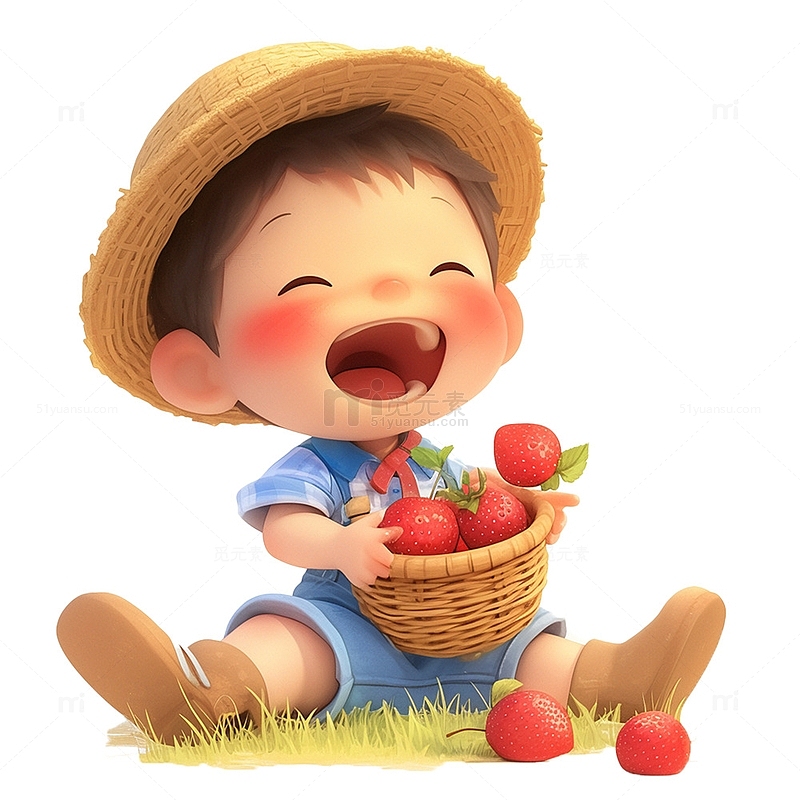 草坪草莓男孩