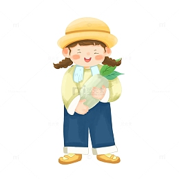 劳动节丰收收获农民儿童手绘卡通