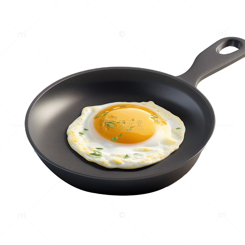3D立体真实平底锅煎鸡蛋早餐