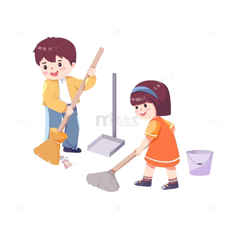 劳动节儿童做家务劳动场景