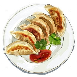 煎饺卡通插画