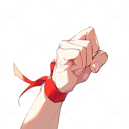 红飘带拳头加油手势