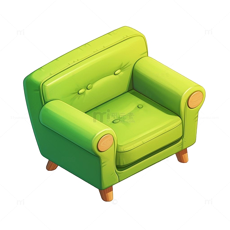 绿色卡通简约单人沙发