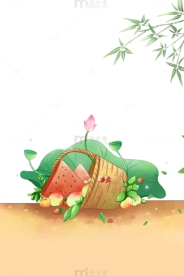 盛夏鲜果荷叶元素