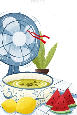 夏季炎热清凉食物水果元素