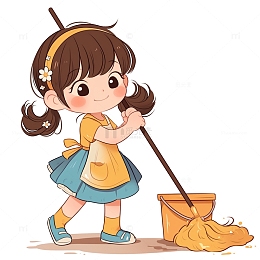 劳动节打扫卫生卡通人物