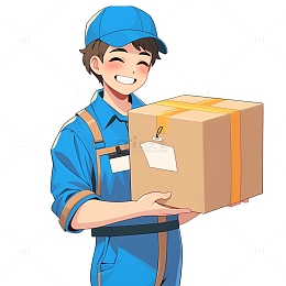 五一劳动节卡通快递员素材