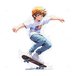 卡通滑板少年
