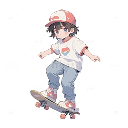 卡通滑板青少年
