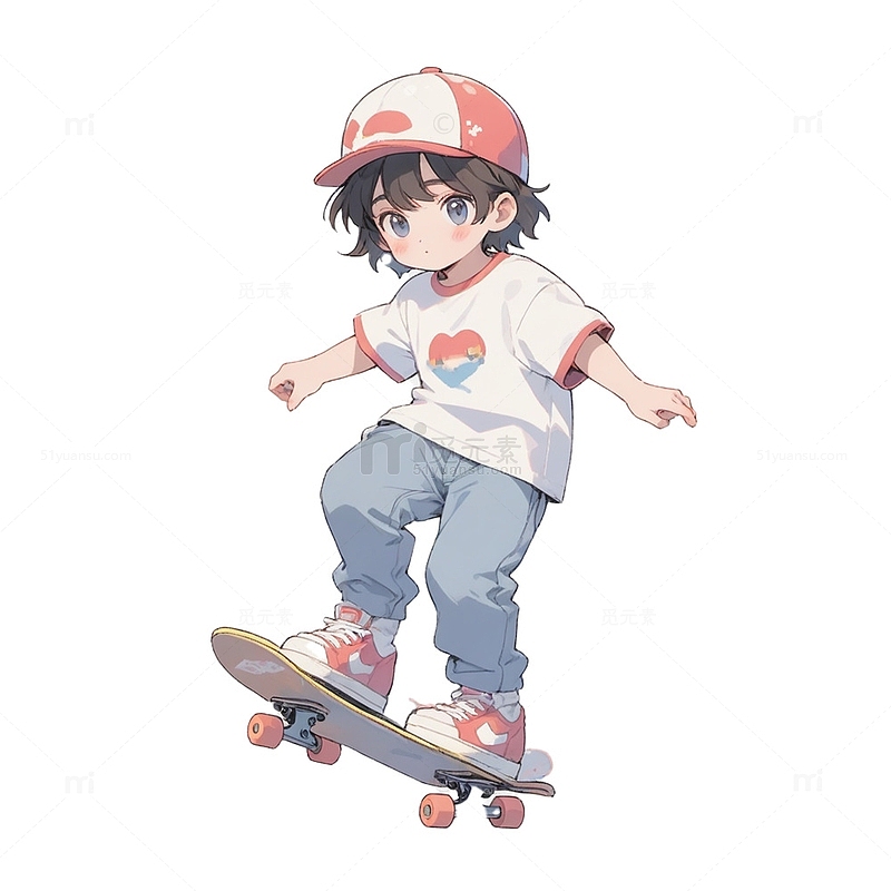 卡通滑板青少年