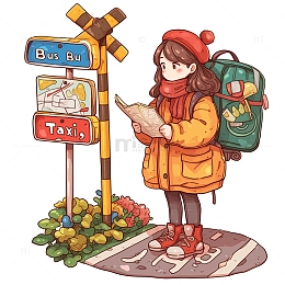 假期出行旅游卡通人物