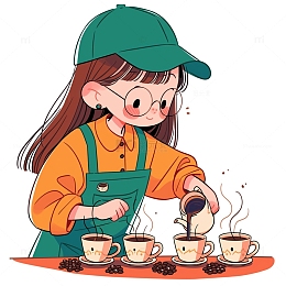 劳动节咖啡服务员职业卡通素材