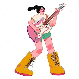 弹电吉他的卡通人物形象