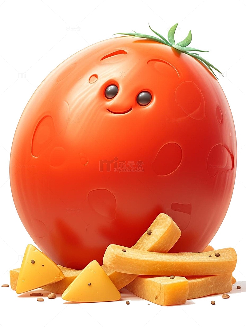 卡通西红柿番茄酱薯条