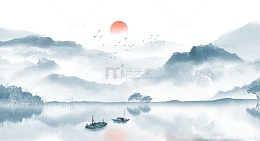 水墨禅意山水画
