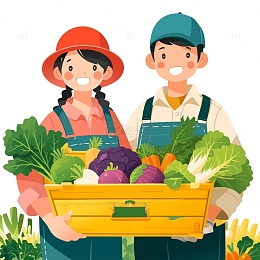 卡通蔬菜大丰 收插画风格
