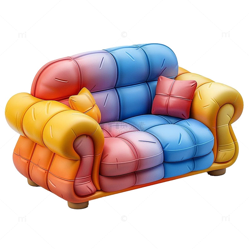 彩虹色3D皮沙发