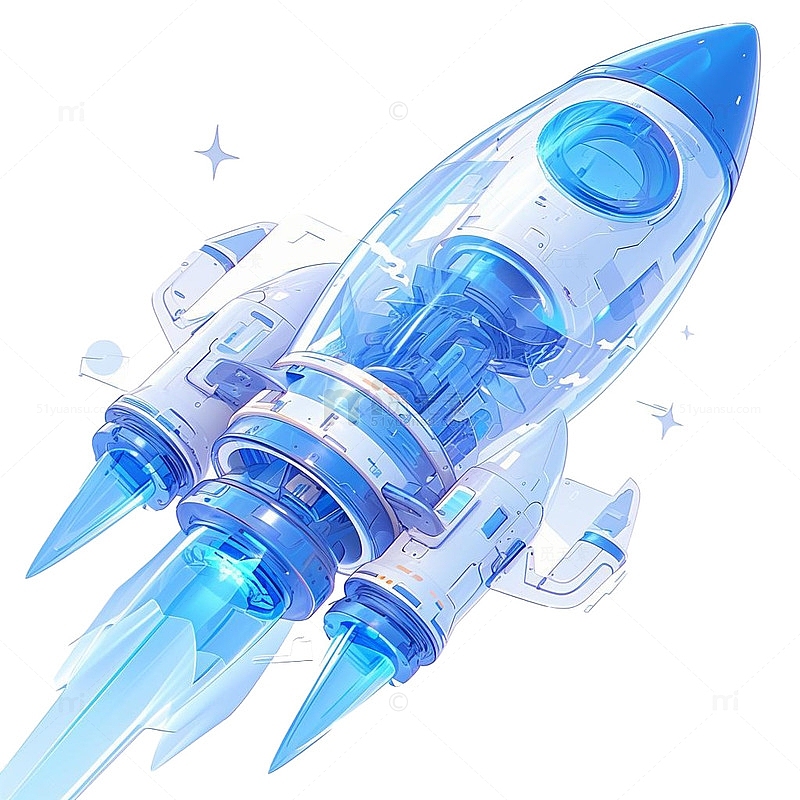 蓝色透明材质火箭