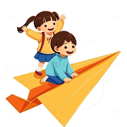 开学季学生纸飞机卡通素材