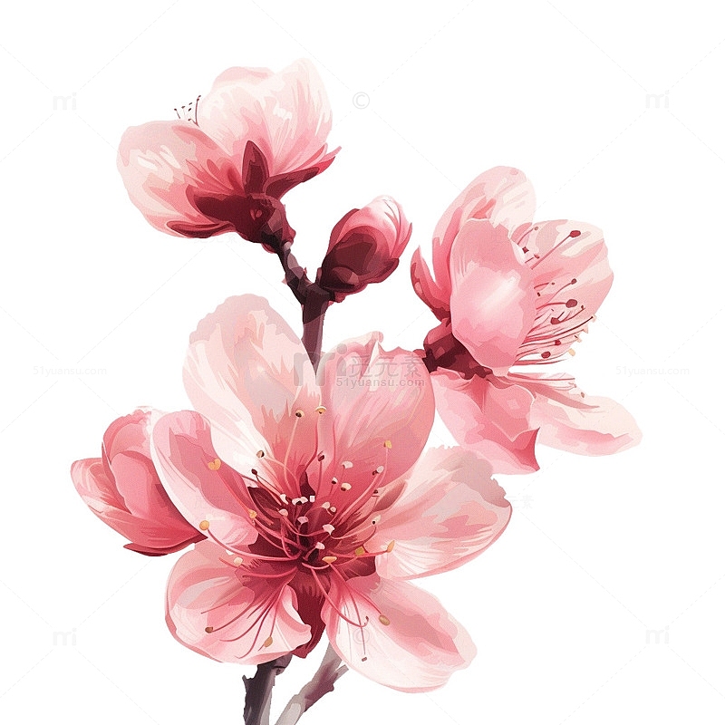 粉色盛开的桃花装饰图案