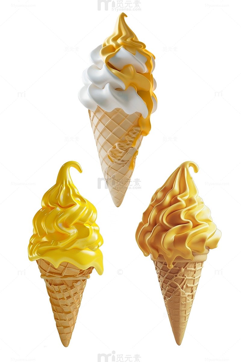 三个美味冰淇淋