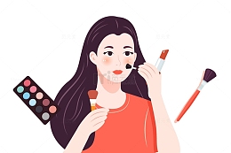 正在化妆的美女