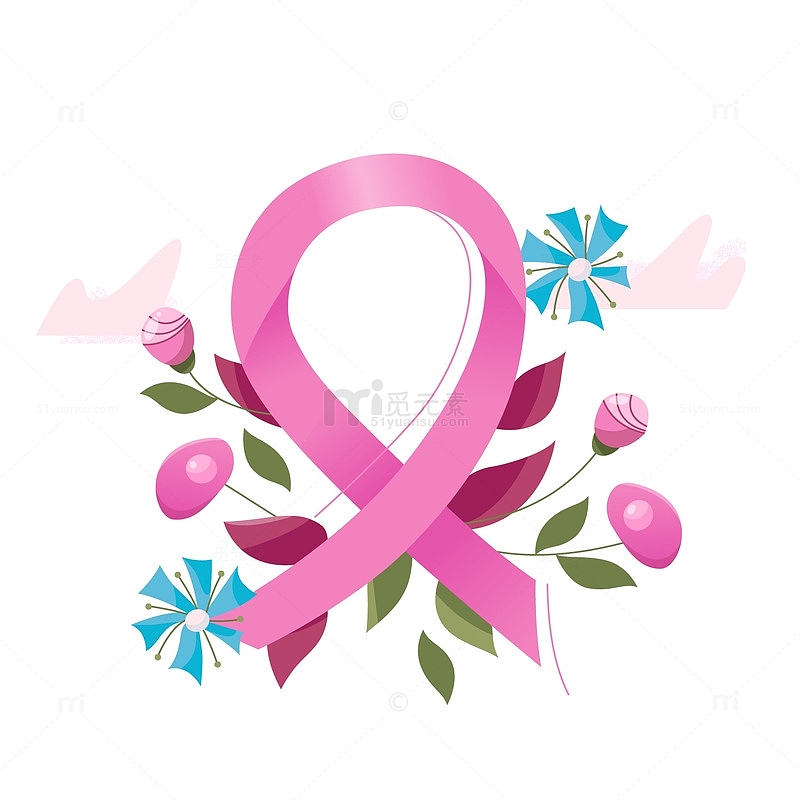 带装饰的乳腺癌粉红色丝带