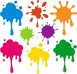卡通流动彩色颜料墨迹