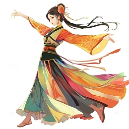 穿着民族服饰起舞的舞女图案装饰