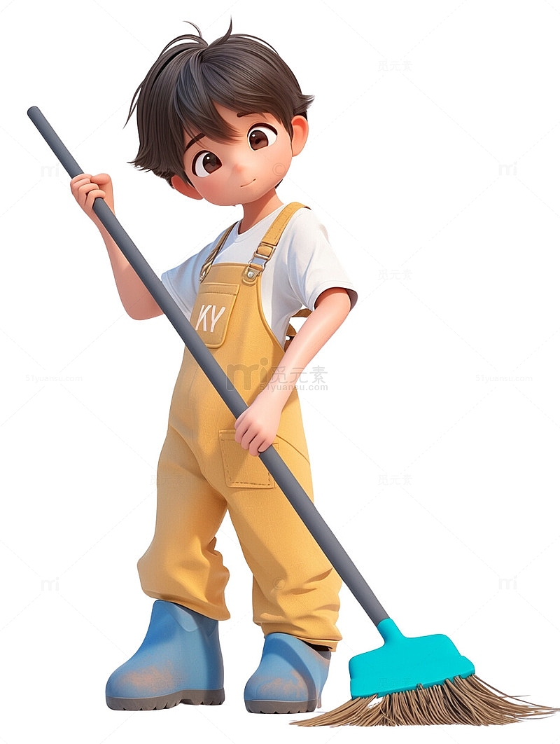 卫生清洁打扫的小孩劳动节