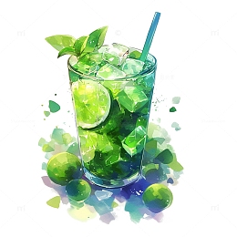 绿色青柠薄荷水