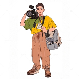 劳动节记者职业人物插画