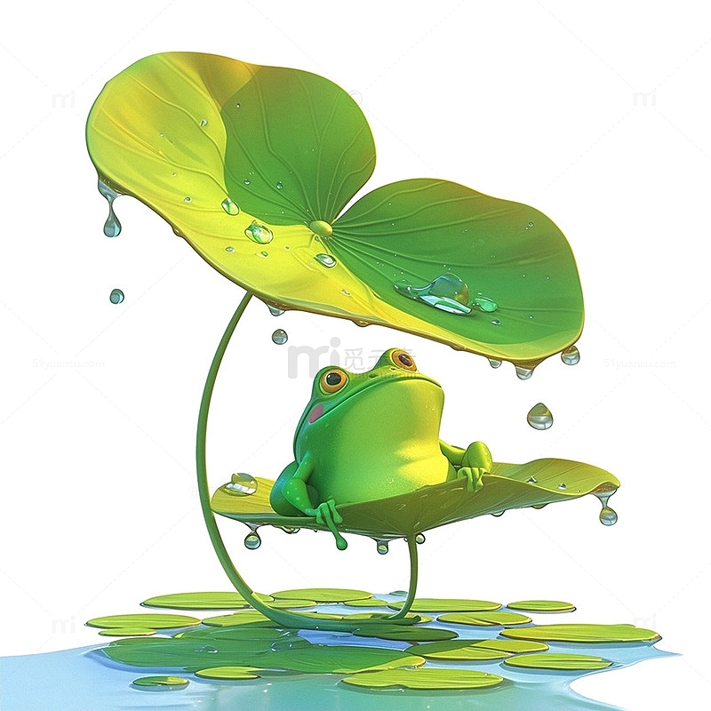 绿色青蛙荷叶