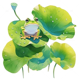 绿色荷叶水珠青蛙