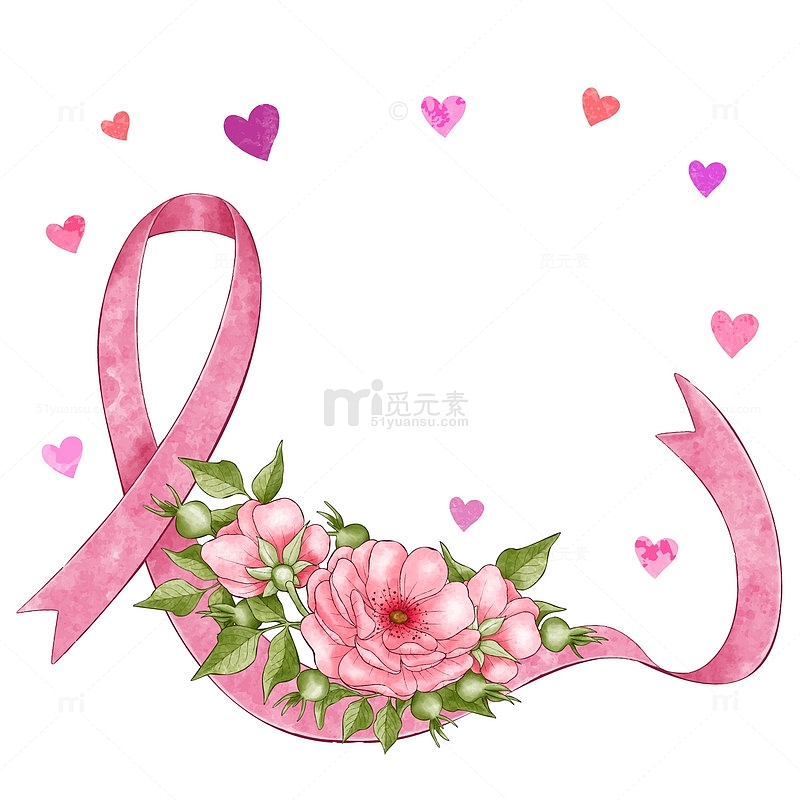 关爱女性健康乳腺癌粉丝带插图