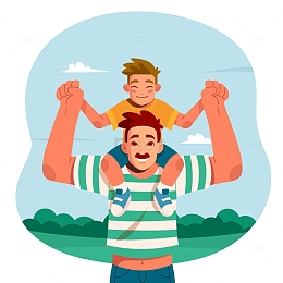 骑在父亲肩上的孩童