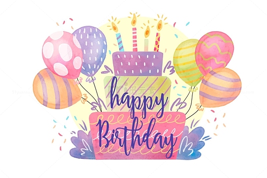 水彩生日快乐字体