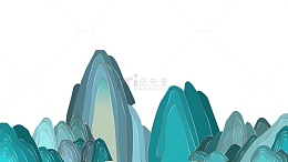 卡通彩绘山石丘陵山峰