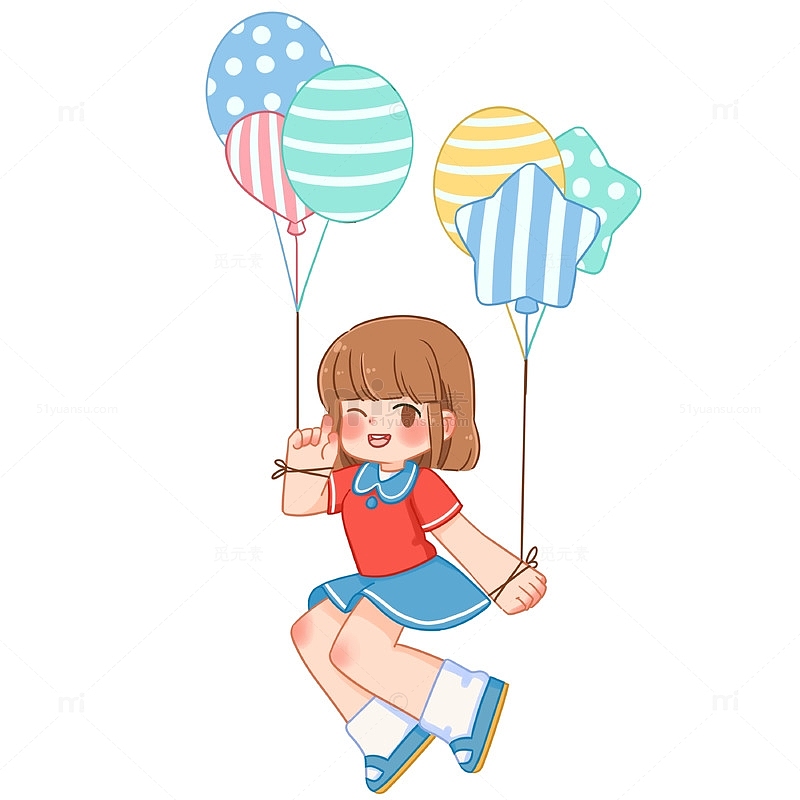 61儿童节气球女孩元素