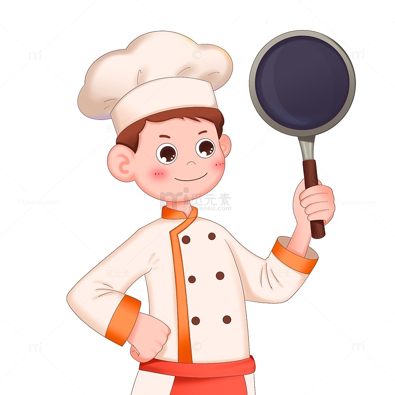 卡通手绘劳动节厨师劳动形象免抠元素